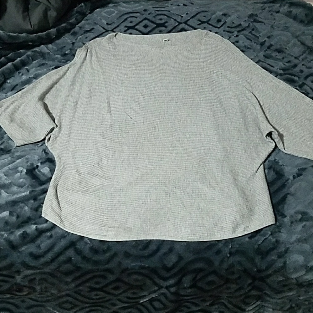 Oversized basic ribbed grey top